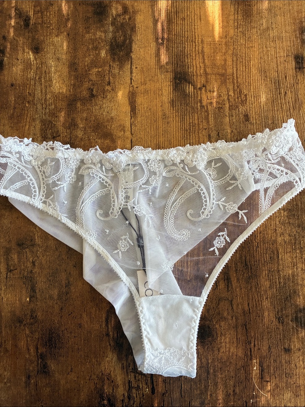 Cosabella Sheer White Lace Bikini Panty Sanika L large NWT Bridal